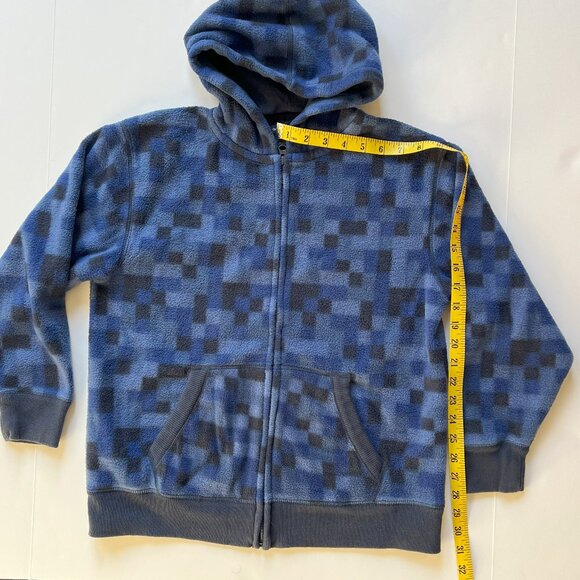 GAP KIDS Boys Full Zip Polar Fleece Hoodie Jacket Size L Blue Pixel Print EUC - Picture 6 of 9
